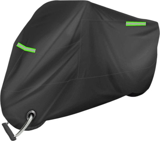 Motorhoes - Waterafstotend - 245 x 125 cm - Zwart met Groene Reflectie - Motorhoes Waterafstotend Buiten - Motorhoes