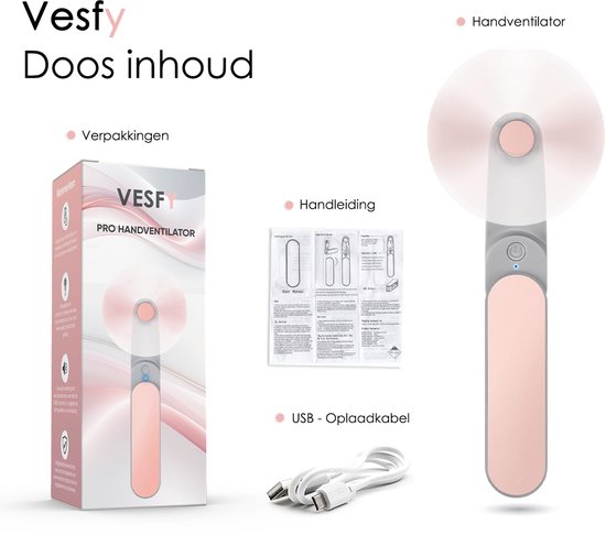 Handventilator - Snelheden - Oplaadbaar - en