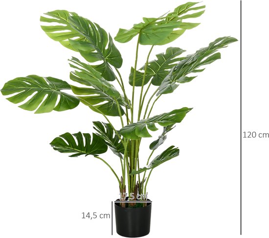 4goodz Kunstplant Monstera 120 cm Kunstplant met Pot en Mos