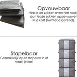 Hoogwaardige Opbergtas voor kleding – Grijs - Organizer voor Dekbed – Opbergzak – Opberger voor Seizoenskleding – Zak om ruimte te besparen – Opslag voor dekbed en kleding – Bescherming voor Kleding – Oplossing voor Winterjassen