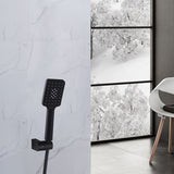 Luzzo® Square Complete Hand Doucheset Waterbesparend - Douchekop, slang en Wandhouder - Zwart