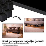 Meubelverhoger Set - Verstelbare Poten - 8 stuks - Zwart - 3 verschillende hoogtes: 10 cm, 15 cm of 22,5 cm