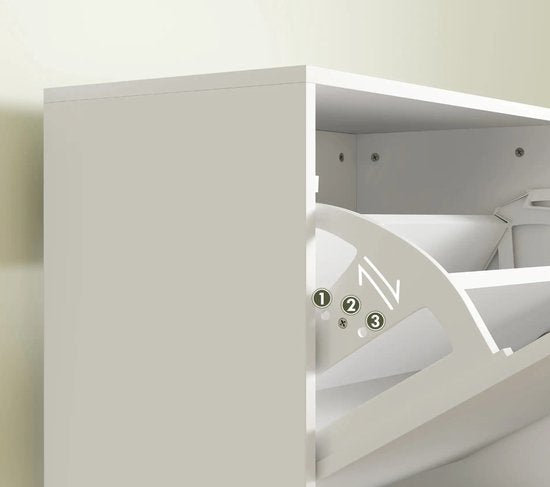 Schoenenkast met 3 klepvakken voor 12 Paar Schoenen - Wit