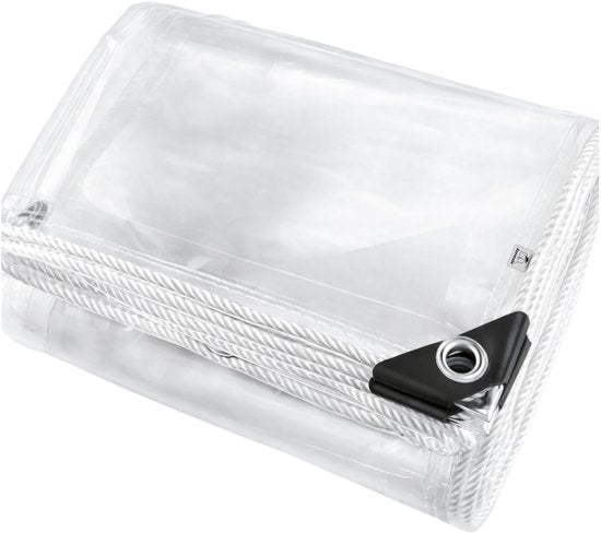 Transparant Afdekzeil 2x2,5m – Waterdicht PVC Zeil met Oogjes – Windbestendig Doorzichtig Zeil voor Overkapping, Tuin, Terras, Veranda & Carport – Versterkte Hoeken