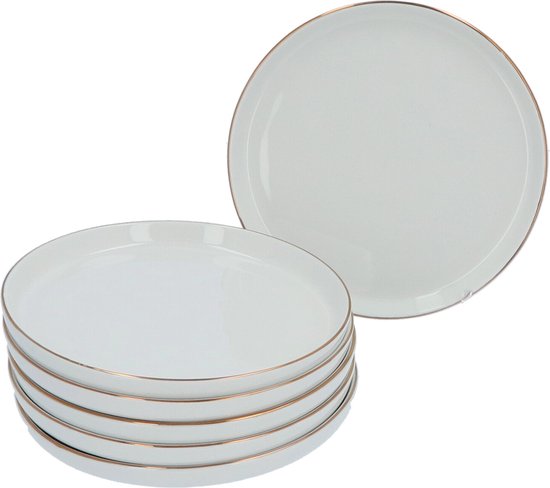 Serviesset Porselein Sublima wit met Gouden rand - 6-persoons 18 delig