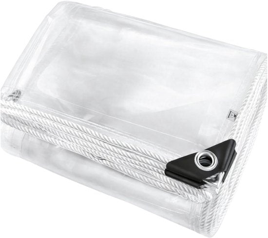 Transparant Afdekzeil 4x4m – Waterdicht PVC Zeil met Oogjes – Windbestendig Doorzichtig Zeil voor Overkapping, Tuin, Terras, Veranda & Carport – Versterkte Hoeken