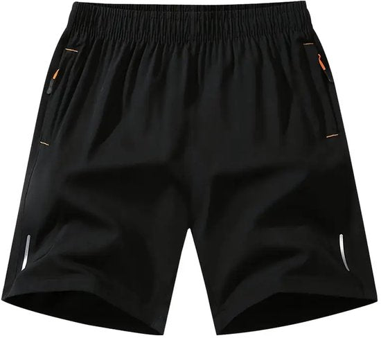 SparkNine Apex fitnesshort - sportbroek - met ritszakken - 152-158 - zwart - functioneel - sneldrogend & ademend - elastische band met trekkoord