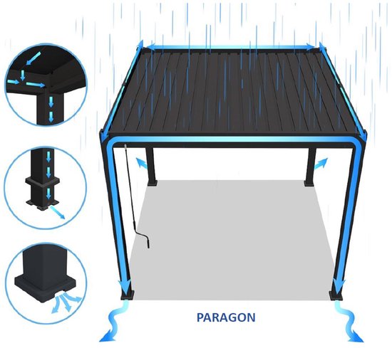 Paragon Outdoor Aluminium Paviljoen Grand Tuscan Lamellendak- 3x4 meter
