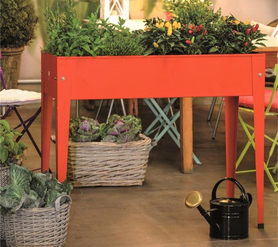 Herstera Garden® Urban Hoge Plantenbak Staal - 100x40x84cm - Rood