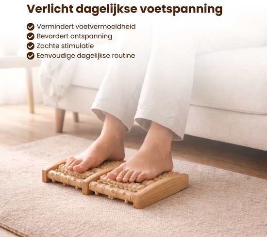 Houten Voetmassage Roller – Voetmassage Apparaat – Voetreflex Massage Roller – Massief Hout – Tegen Vermoeide Voeten – Handmatige Voetmassager