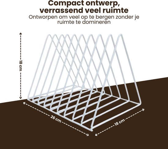 LP Opbergsysteem - Wit - Elpee Opbergrek - Platenrek van Metaal - Opbergrek LP - Vinyl OpbergSysteem - 50 tot 60 Platen - Bordenstandaard - Boekenstandaard