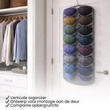 Cap Rack - Petjes Organizer voor aan Deur - Grijs - 14 Petten - Organizer voor Petjes en Caps - Petjes Opbergsysteem - Vilt - Petten Houder - Petten Opbergzak - Hat Holder - 130 x 46 cm