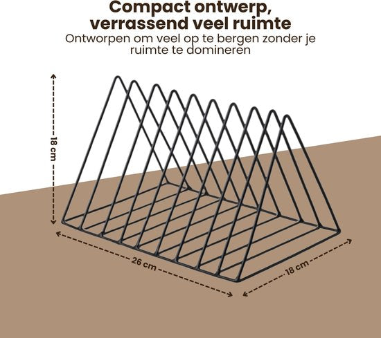LP Opbergsysteem - Zwart - Elpee Opbergrek - Platenrek van Metaal - Opbergrek LP - Vinyl OpbergSysteem - 50 tot 60 Platen - Bordenstandaard - Boekenstandaard