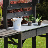 Houten oppottafel verrijdbaar plantentafel met lade en bak