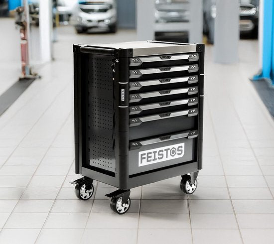 Feistos Mento 2 Werkplaatswagen uitgerust met 158 onderdelen - Zwart