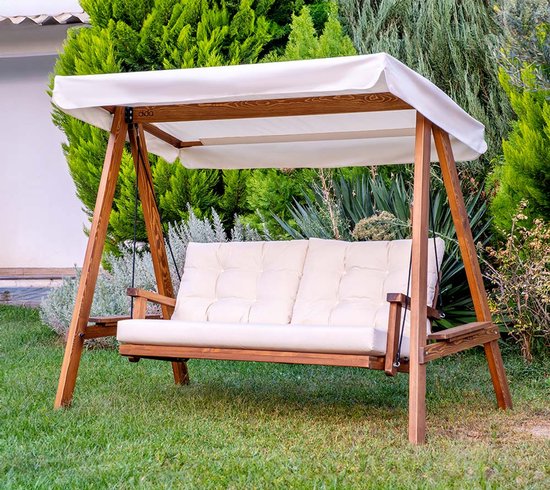 Westmann Pera 2000 Houten Hollywood Schommelbank - 116x203x180 cm - Beige