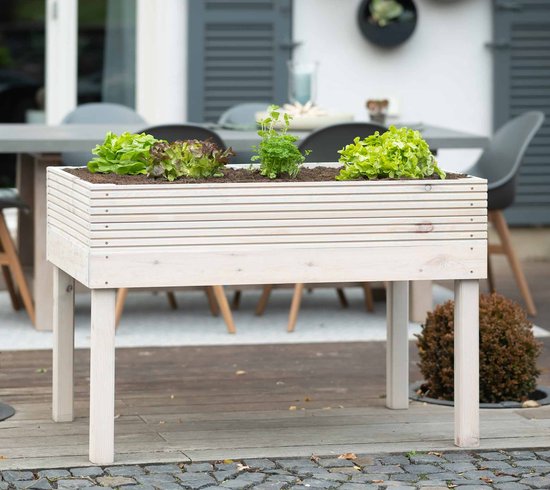 Westmann Frieda Houten Plantenbak op poten 75x119x79 cm - Lichtgrijs