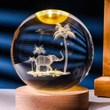 DMG Supply 3D Kristallen Bol Lamp - USB Oplaadbaar - LED Lamp - Nachtlamp - Tafellamp - Bureaulamp