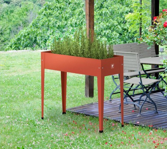Herstera Garden® Urban Hoge Plantenbak Staal - 100x40x84cm - Rood