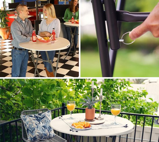 Lifetime® Statafel 110 cm hoog - Stevig Kunststof Ø 84 cm - Wit