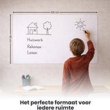 FLOKOO Whiteboard Sticker XL Zelfklevend (200 x 45 cm) met 4 Stiften met Wisser - Whiteboard Folie - Beschrijfbare Muursticker - Whiteboardsticker - Whiteboardfolie - Schoolbord Folie - Memobord Folie