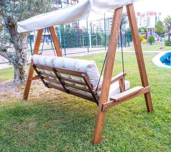 Westmann Pera 2000 Houten Hollywood Schommelbank - 116x203x180 cm - Beige