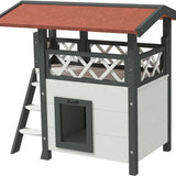 4goodz kattenhuis 2 laags 77x50x73cm - Wit/Rood