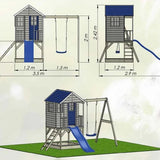 Wendi Toys Alpaca Speelhuis met Glijbaan, Schommel en zandbak WTM10 Blauw