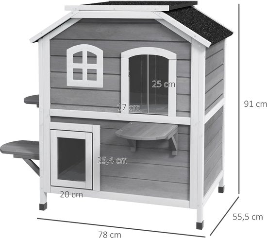 Houten Kattenhuis 78x55x91 cm Waterdicht