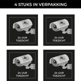 24ME® - Set van 4 Camerabewaking Stickers – 10cm x 10cm - Beveiligingsstickers voor Binnen en buiten - Weerbestendig en Zelfklevend