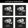 24ME® - Set van 4 Camerabewaking Stickers – 10cm x 10cm - Beveiligingsstickers voor Binnen en buiten - Weerbestendig en Zelfklevend