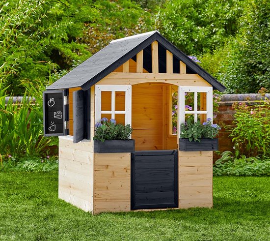 Zwerkules Lolli Kinderspeelhuisje voor in de tuin van Hout - 98x121x140 cm
