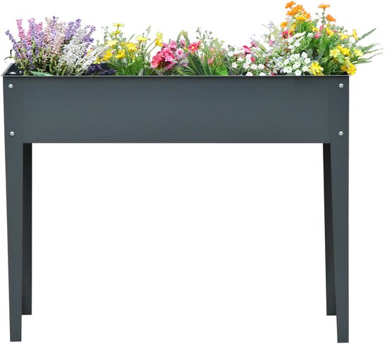4goodz Plantenbak Hoog Staal - Verhoogd 100x30x80cm - Antraciet