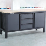 Feistos Werkbank Heros 2 inclusief geperforeerde wand - 169x60x87cm - Antraciet/zwart
