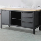 Feistos Werkbank Heros 1 inclusief geperforeerde wand 169x60x87cm - Antraciet/zwart