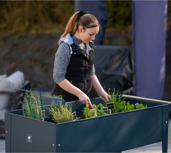 Herstera Garden® Metalen verhoogde Plantenbak Verrijdbaar- 120x60x84cm - Antraciet
