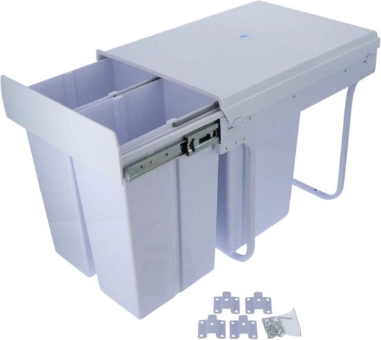 4cookz® Inbouw Prullenbak Afvalscheiding 26 cm breed - 30 liter - Wit