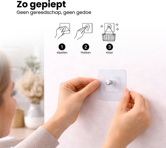 Zelfklevende Spijkers – 20 Sterke Plakspijkers voor Muurbevestiging – Handig Ophangsysteem – Plakschroeven voor Eenvoudig en Schadevrij Ophangen