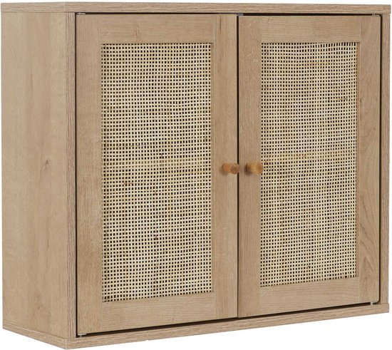 Hangkastje Bali Rattan - Wand Badkamerkast Hangend met Rattan - Bruin