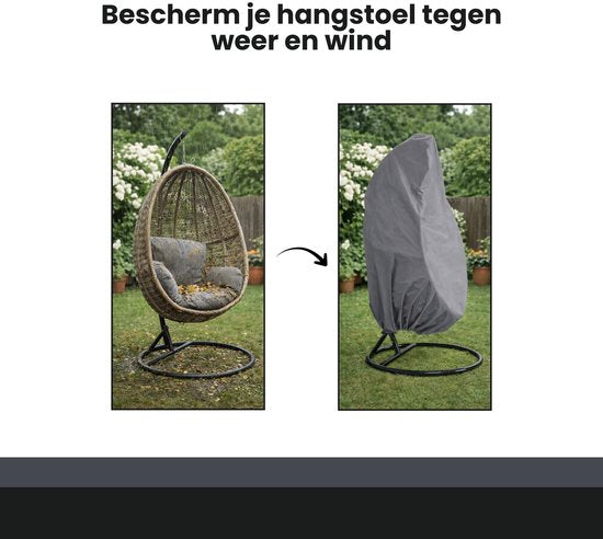 Beschermhoes Hangstoel Egg - Grijs - 190 x 115 cm - Waterproof - Universeel model - Hoes van Egg Chair - Waterdichte Beschermer voor Egg Stoel met Standaard