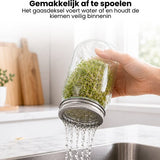Kiemglas - 2 Stuks - 1000ML - Kiempot set - Groente kiemen - Kiempotten voor Kiemgroenten - Inclusief Houder