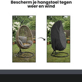 Beschermhoes Hangstoel Egg - Zwart - 190 x 115 cm - Waterproof - Universeel model - Hoes van Egg Chair - Waterdichte Beschermer voor Egg Stoel met Standaard