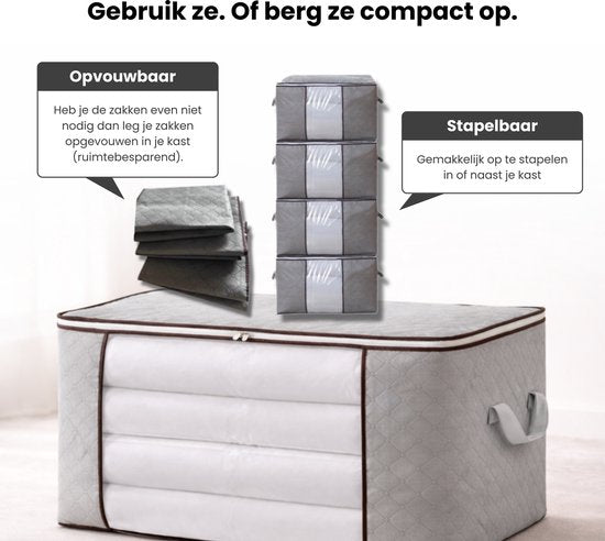 Opbergtas Kleding - 4 Stuks - Organizer voor Dekbed - Opbergzak - Opbergers voor Seizoenskleding