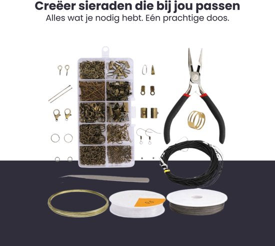 Sieraden Maken Starter Set - DIY Zelf Sieraden Maken Starter Set - Oorbellen - Ketting Hanger - Bedel Armbanden - Resin - Juwelen Start Pakket - Koper