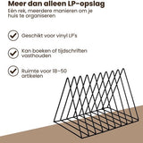 LP Opbergsysteem - Zwart - Elpee Opbergrek - Platenrek van Metaal - Opbergrek LP - Vinyl OpbergSysteem - 50 tot 60 Platen - Bordenstandaard - Boekenstandaard