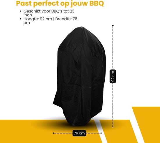 BBQ Hoes Waterdicht en Rond - Zwart - Universeel - Geschikt voor Kamado, Big Green Egg en Weber tot 23 inch