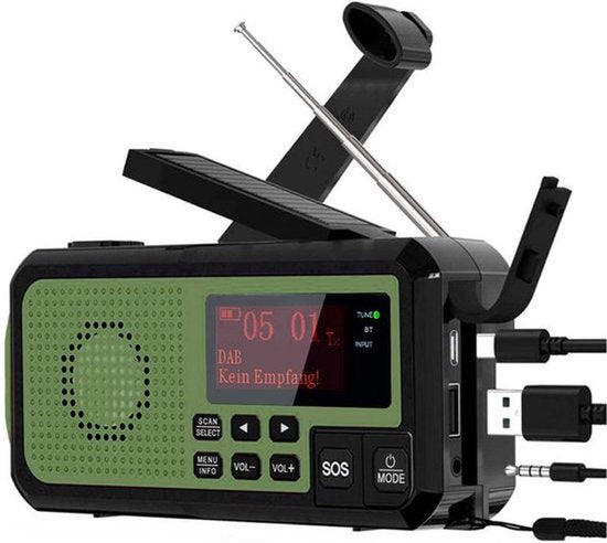 Noodradio Solar Opwindbaar - Powerbank Zonneenergie met - Noodpakket - Draagbare Radio