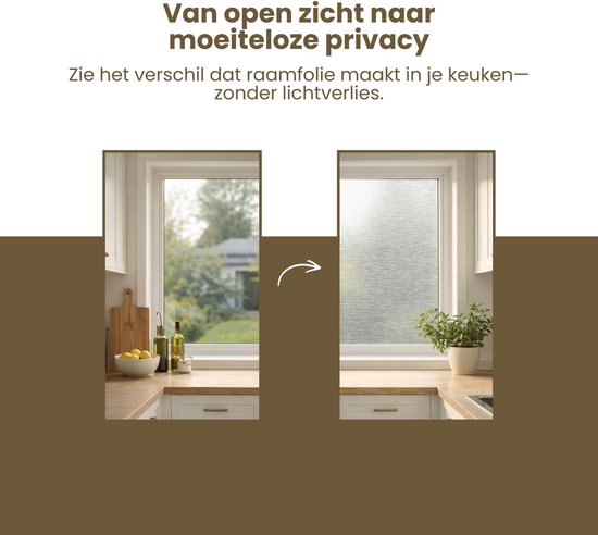 Raamfolie 60x200 cm – Zelfklevend & Statisch Hechtend – Privacy Folie voor Ramen – Zonwerende & Decoratieve Raamfolie – Eenvoudig Aan te Brengen – Waterdicht en Herbruikbaar