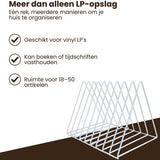 LP Opbergsysteem - Wit - Elpee Opbergrek - Platenrek van Metaal - Opbergrek LP - Vinyl OpbergSysteem - 50 tot 60 Platen - Bordenstandaard - Boekenstandaard