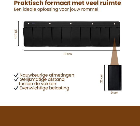 Bed Organizer met 9 Vakken – Bed Opberger Hangend – Opbergzak Bedrand – Schoenen Organizer Bed – Bedside Storage Organizer – Zonder Boren – Zwart